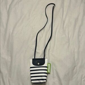 Navy and White Striped Longchamp Crossbody Bag
